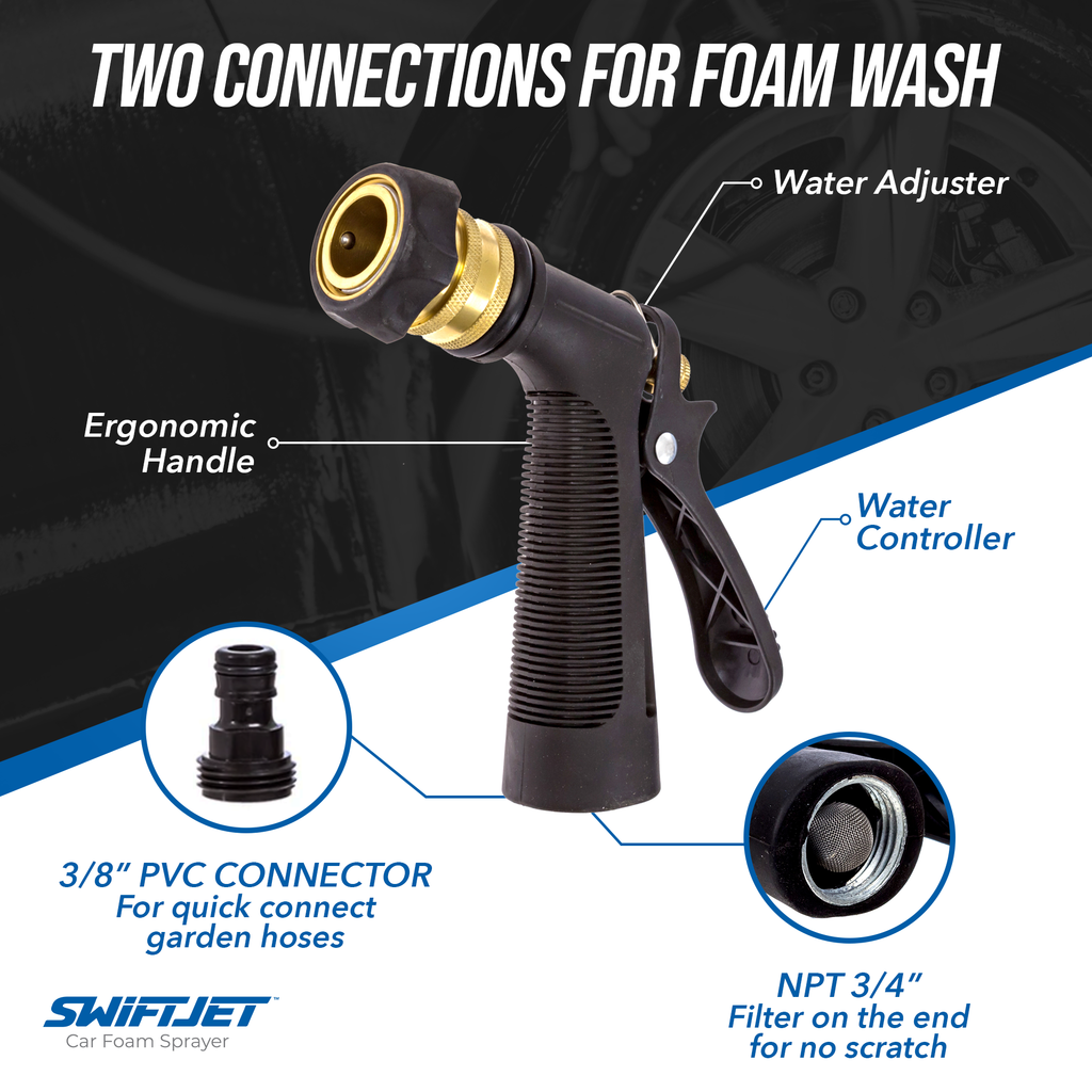 Car Wash Foam Gun with Microfiber Wash Mitt – Garden Hose Foam Sprayer