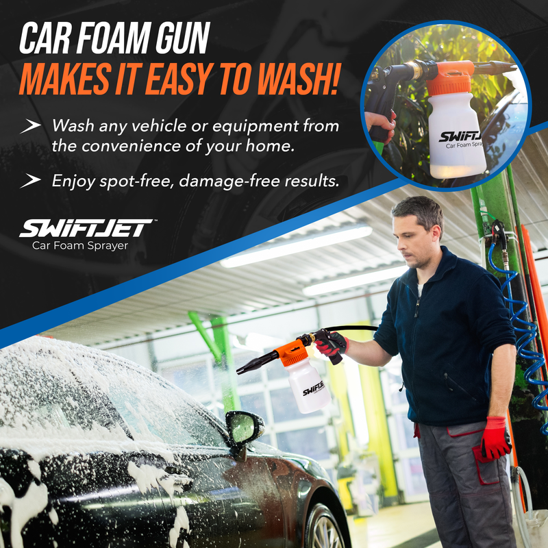 Car Wash Foam Gun + Free Microfiber Wash Mitt (Choose Orange, Blue or Black)